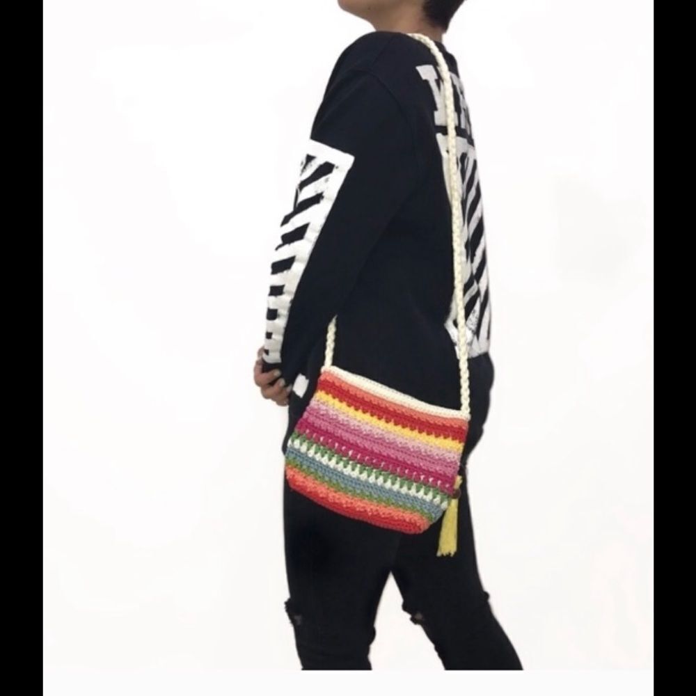 Croft & Barrow crochet rainbow Y2K shoulder bag